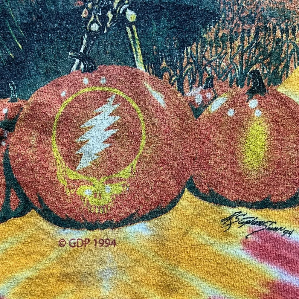 Grateful Dead Fall Tour 1994 Tie Dye Pumpkin Long Sleeve Shirt Sundog Tag Size M_5